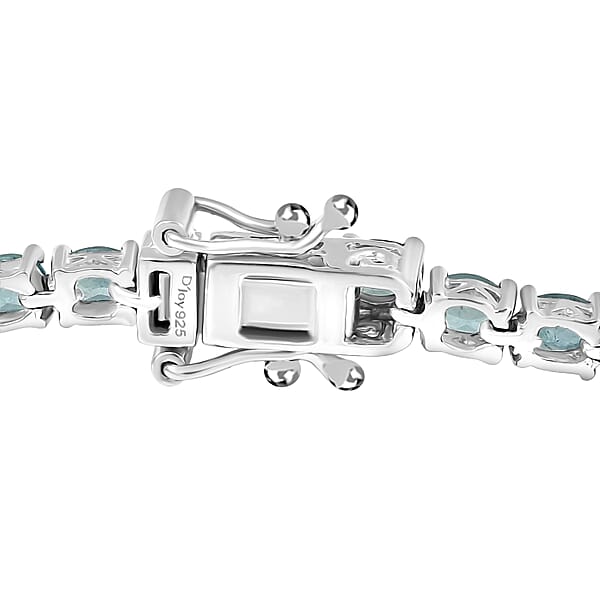 D'Joy Premium Grandidierite 8.25 Ctw Tennis Bracelet In Rhodium Over Sterling Silver (8.00 In)