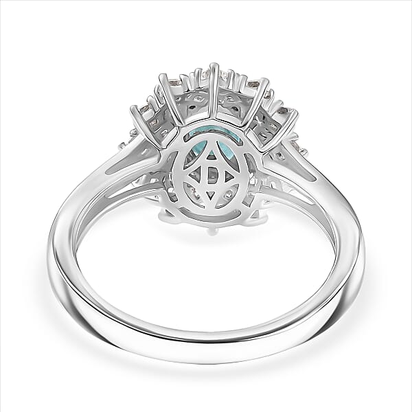 D'Joy Premium Grandidierite And Moissanite 1.40 Ctw Ring In Rhodium Over Sterling Silver