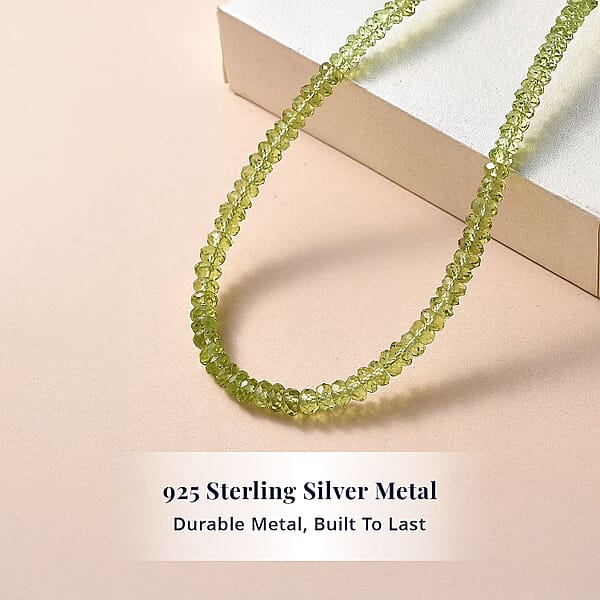 D'Joy Premium Hebei Peridot 75.00 Ctw Beaded Necklace In 18K Vermeil Yellow Gold Over Sterling Silver 18-20 Inches