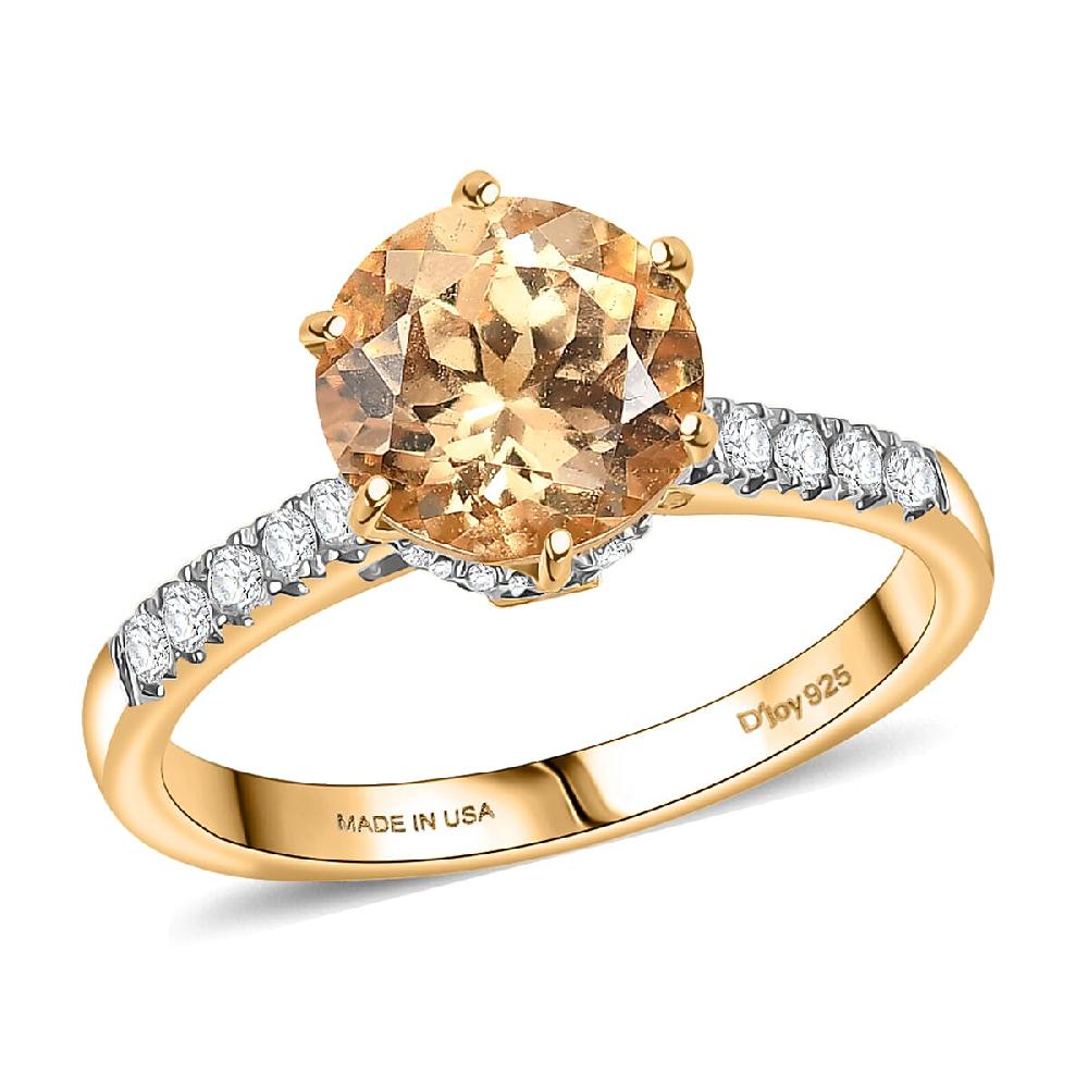 D'Joy Premium Imperial Garnet Moissanite Ring in 18K Vermeil YG Over Sterling Silver 2.60 ctw