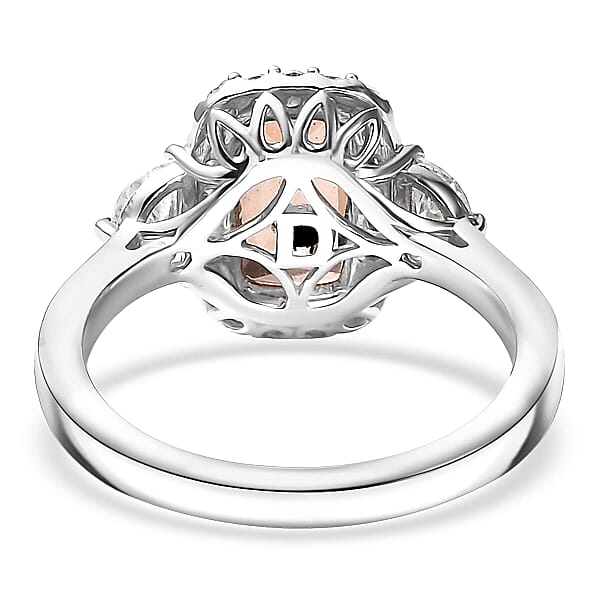 D'Joy Premium Jenipapo Andalusite And Moissanite 3.25 Ctw Ring In Rhodium Over Sterling Silver