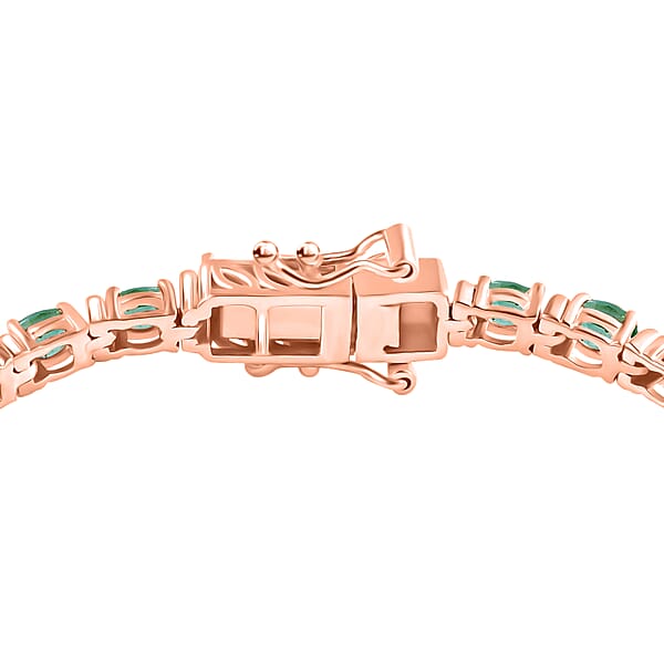 D'Joy Premium Kagem Zambian Emerald 5.40 Ctw Tennis Bracelet In 18K Vermeil Rose Gold Over Sterling Silver (8.00 In) 5.40 Ctw (Del. In 10-12 Days)