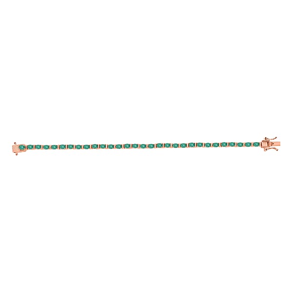 D'Joy Premium Kagem Zambian Emerald 5.40 Ctw Tennis Bracelet In 18K Vermeil Rose Gold Over Sterling Silver (8.00 In) 5.40 Ctw (Del. In 10-12 Days)