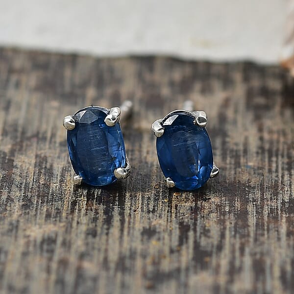 D'Joy Premium Kashmir Kyanite 1.20 Ctw Starborn Echoes Earrings In Rhodium Over Sterling Silver