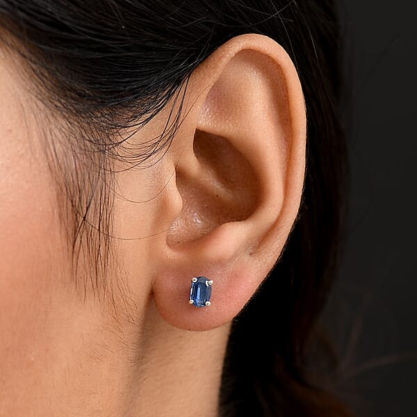 D'Joy Premium Kashmir Kyanite 1.20 Ctw Starborn Echoes Earrings In Rhodium Over Sterling Silver