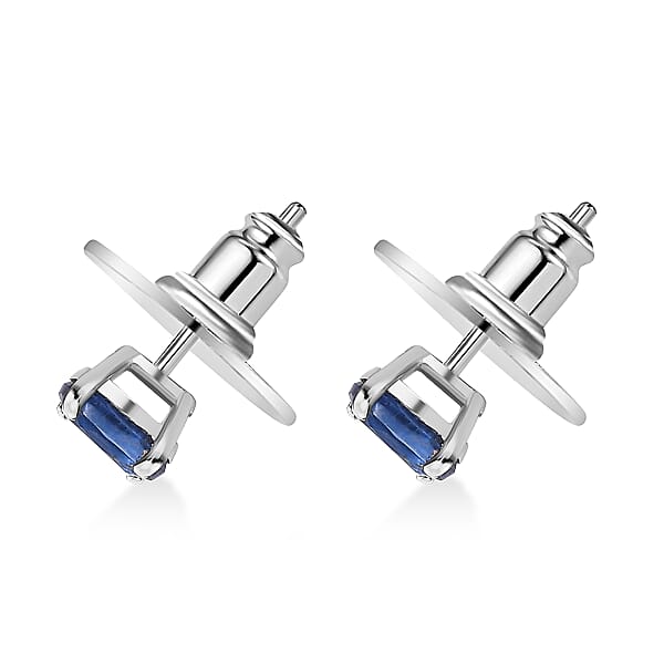 D'Joy Premium Kashmir Kyanite 1.20 Ctw Starborn Echoes Earrings In Rhodium Over Sterling Silver