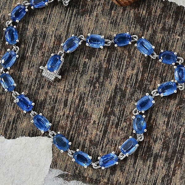 D'Joy Premium Kashmir Kyanite 13.80 Ctw Starborn Echoes Bracelet In Rhodium Over Sterling Silv (7.25 In)