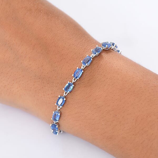 D'Joy Premium Kashmir Kyanite 13.80 Ctw Starborn Echoes Bracelet In Rhodium Over Sterling Silv (7.25 In)