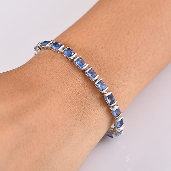 D'Joy Premium Kashmir Kyanite 16.75 Ctw Midnight Heirloom Bracelet In Rhodium Over Sterling Silver (7.25 In)