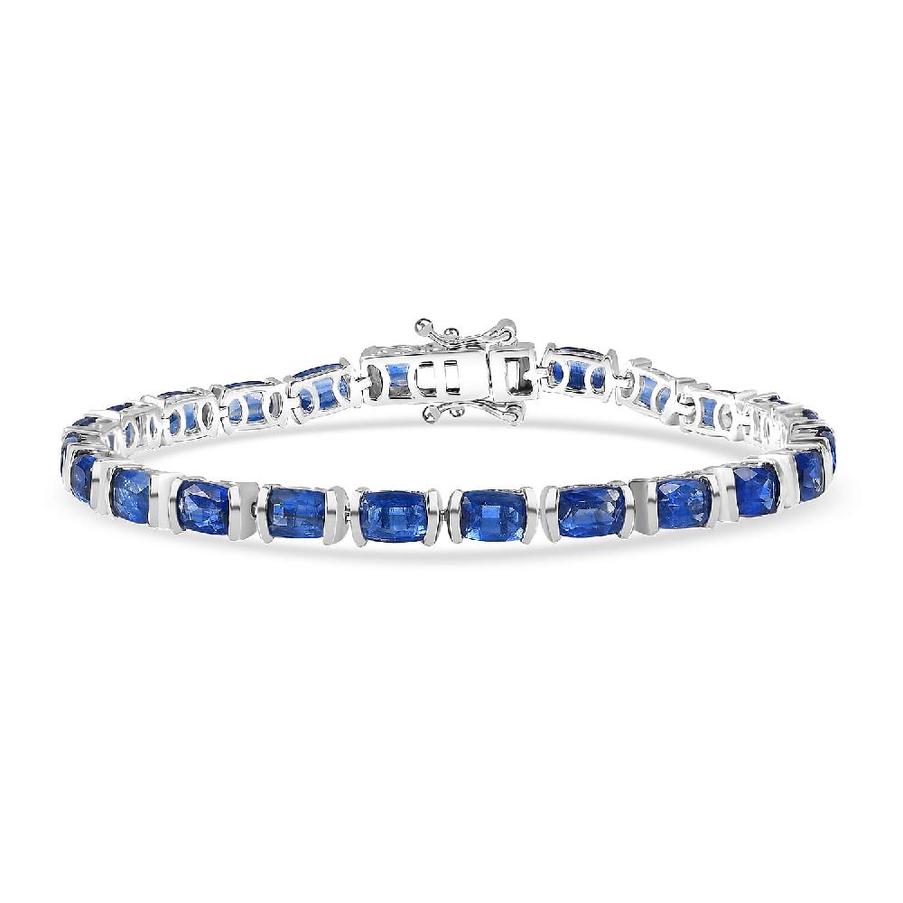 D'Joy Premium Kashmir Kyanite 16.75 ctw Midnight Heirloom Bracelet in Rhodium Over Sterling Silver (7.25 In)