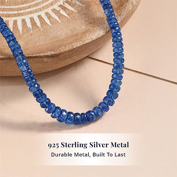 D'Joy Premium Kashmir Kyanite 95.00 Ctw Beaded Necklace In Rhodium Over Sterling Silver 18-20 Inches
