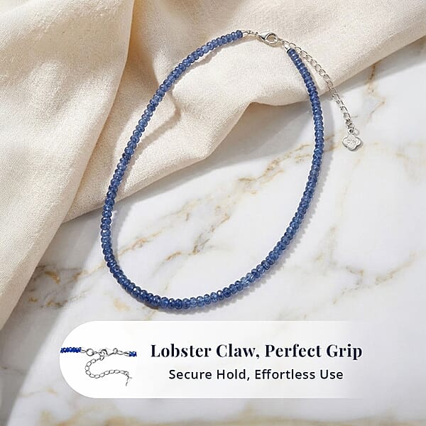 D'Joy Premium Kashmir Kyanite 95.00 Ctw Beaded Necklace In Rhodium Over Sterling Silver 18-20 Inches