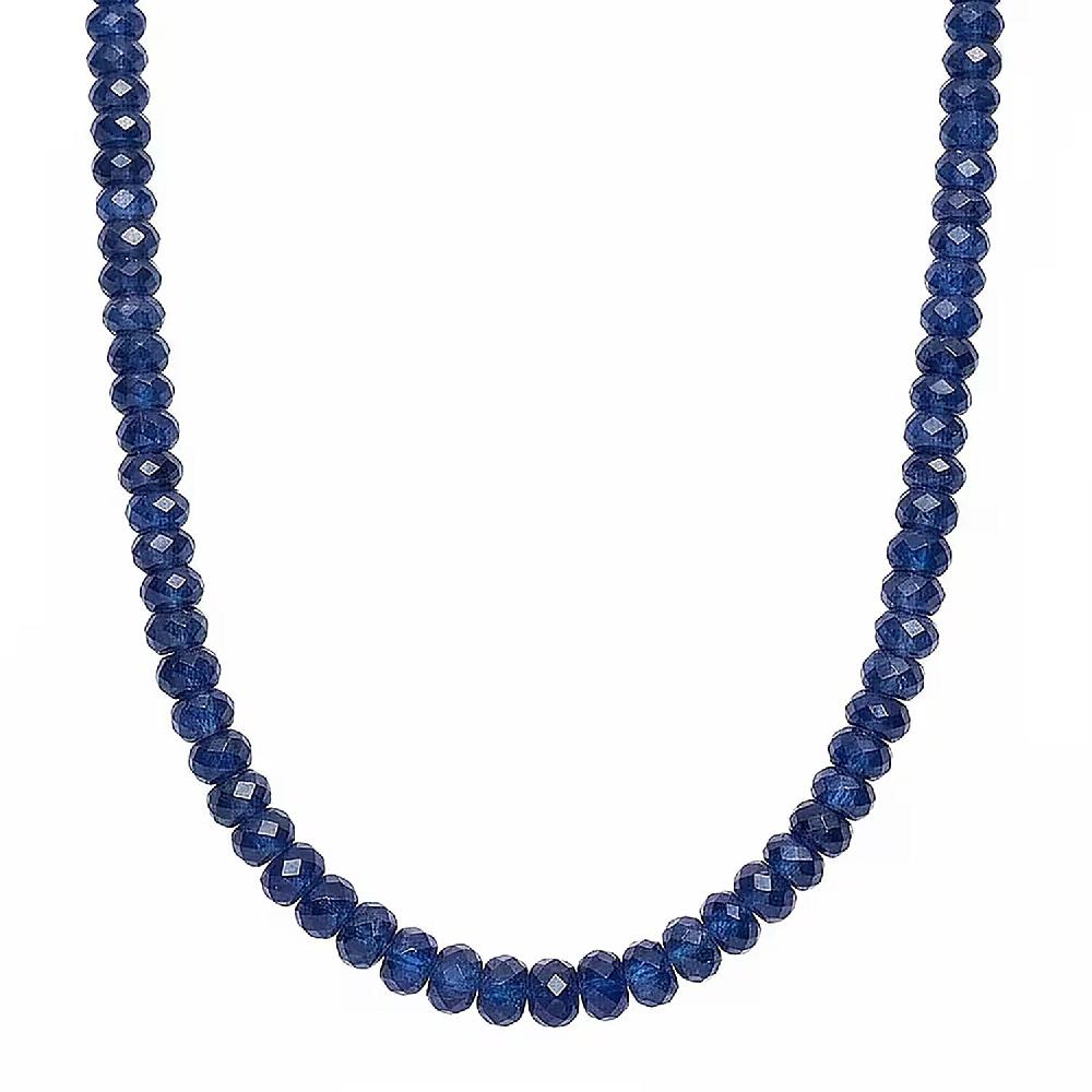 D'Joy Premium Kashmir Kyanite 95.00 ctw Beaded Necklace in Rhodium Over Sterling Silver 18-20 Inches