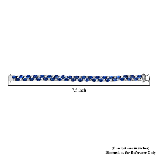 D'Joy Premium Kashmir Kyanite And Rainbow Moonstone 29.25 Ctw Moonlit Constellation Bracelet In Rhodium Over Sterling Silv (7.25 In)