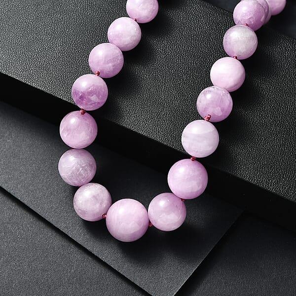D'Joy Premium Kunzite 580.00 Ctw Beaded Necklace In Rhodium Over Sterling Silver 18 Inches
