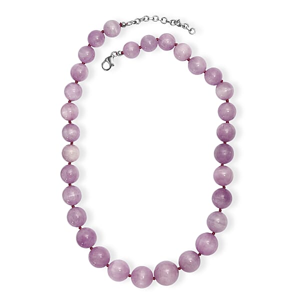 D'Joy Premium Kunzite 580.00 Ctw Beaded Necklace In Rhodium Over Sterling Silver 18 Inches