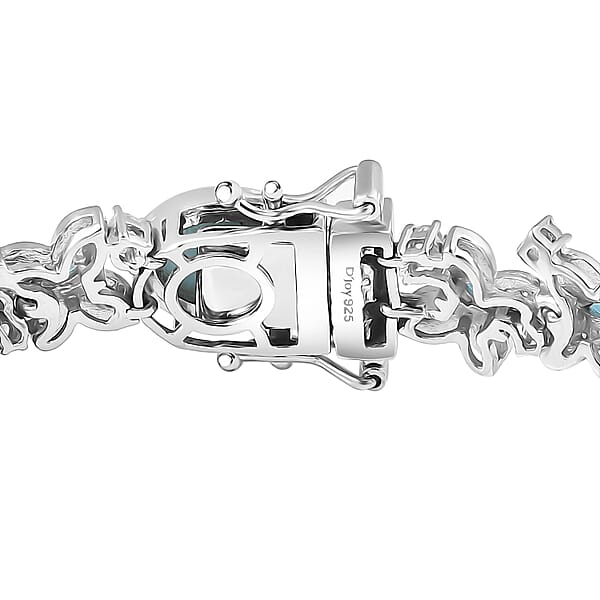D'Joy Premium Larimar And Multi Gemstone 20.15 Ctw Wings Of The Sea Bracelet In Rhodium Over Sterling Silver (8.00 In)