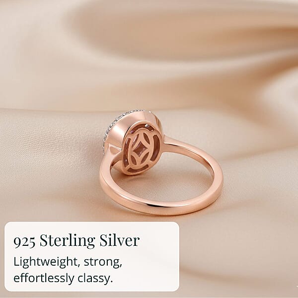 D'Joy Premium Mahenge Spinel And Diamond 0.75 Ctw Regal Radiance Ring In 18K Vermeil Rose Gold Over Sterling Silver