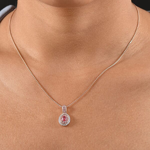 D'Joy Premium Mahenge Spinel And Multi Gemstone 0.75 Ctw Rose Regalia Pendant Necklace 20 Inches In 18K Vermeil Rose Gold Over Sterling Silver