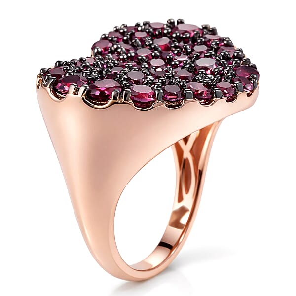 D'Joy Premium Malawi Magenta Garnet 4.50 Ctw Twilight Romance Ring In 18K Vermeil Rose Gold Over Sterling Silver