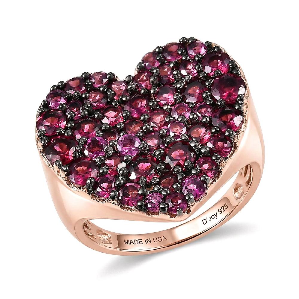 D'Joy Premium Malawi Magenta Garnet 4.50 ctw Twilight Romance Ring in 18K Vermeil Rose Gold Over Sterling Silver