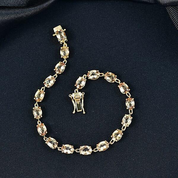 D'Joy Premium Marialite 10.50 Ctw Tennis Bracelet In 18K Vermeil Yellow Gold Over Sterling Silver (6.50 In)