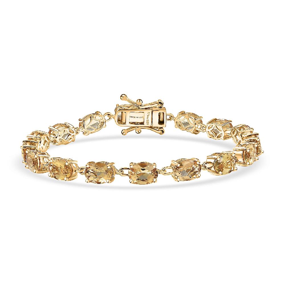 D'Joy Premium Marialite 10.50 ctw Tennis Bracelet in 18K Vermeil Yellow Gold Over Sterling Silver (6.50 In)