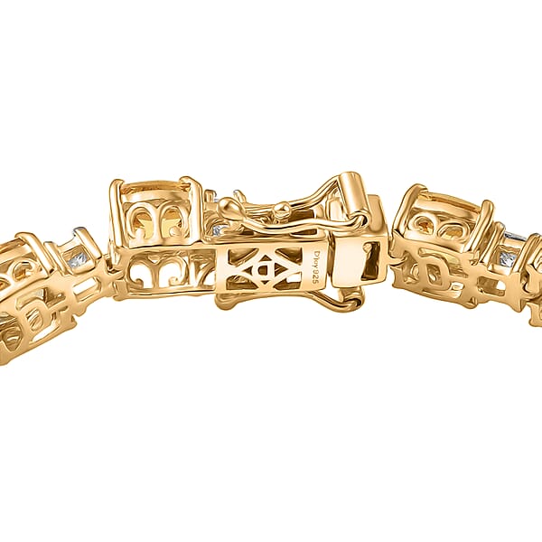D'Joy Premium Marialite And Moissanite 16.25 Ctw Art Deco Bracelet In 18K Vermeil Yellow Gold Over Sterling Silver (6.50 In)