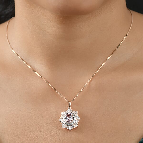 D'Joy Premium Martha Rocha Kunzite And Multi Gemstone 3.80 Ctw Celestial Bloom Pendant Necklace In 18K Vermeil Rose Gold Over Sterling Silver 20 Inches