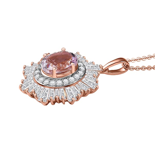 D'Joy Premium Martha Rocha Kunzite And Multi Gemstone 3.80 Ctw Celestial Bloom Pendant Necklace In 18K Vermeil Rose Gold Over Sterling Silver 20 Inches