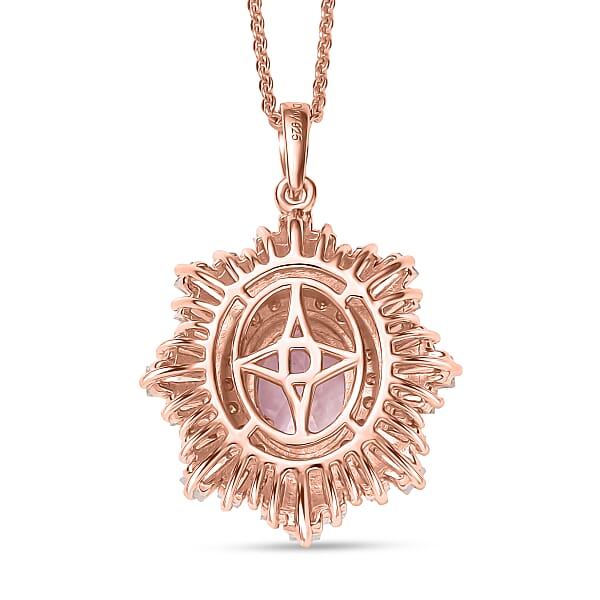 D'Joy Premium Martha Rocha Kunzite And Multi Gemstone 3.80 Ctw Celestial Bloom Pendant Necklace In 18K Vermeil Rose Gold Over Sterling Silver 20 Inches