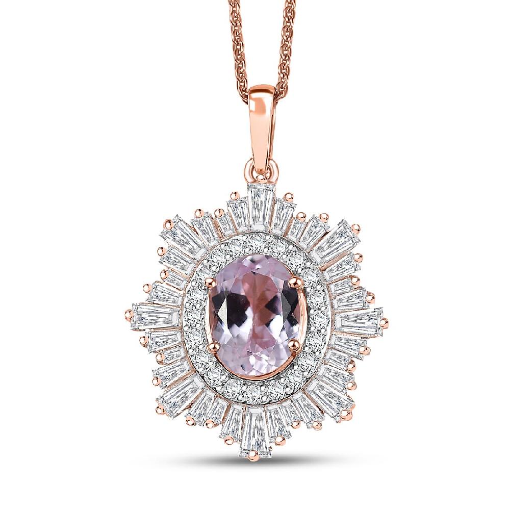 D'Joy Premium Martha Rocha Kunzite and Multi Gemstone 3.80 ctw Celestial Bloom Pendant Necklace in 18K Vermeil Rose Gold Over Sterling Silver 20 Inches