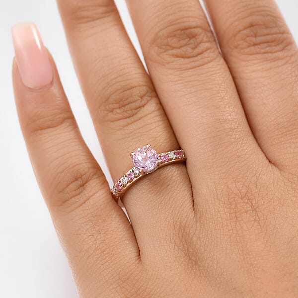 D'Joy Premium Martha Rocha Kunzite And Multi Gemstone 1.60 Ctw Rose Twilight Ring In 18K Vermeil Rose Gold Over Sterling Silver