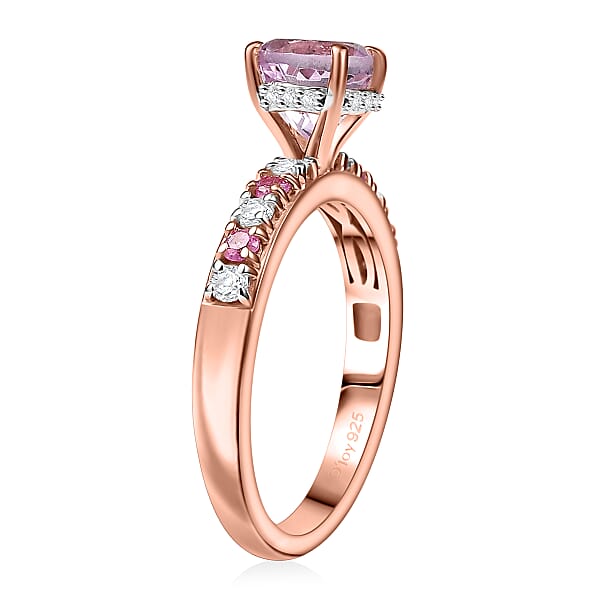 D'Joy Premium Martha Rocha Kunzite And Multi Gemstone 1.60 Ctw Rose Twilight Ring In 18K Vermeil Rose Gold Over Sterling Silver