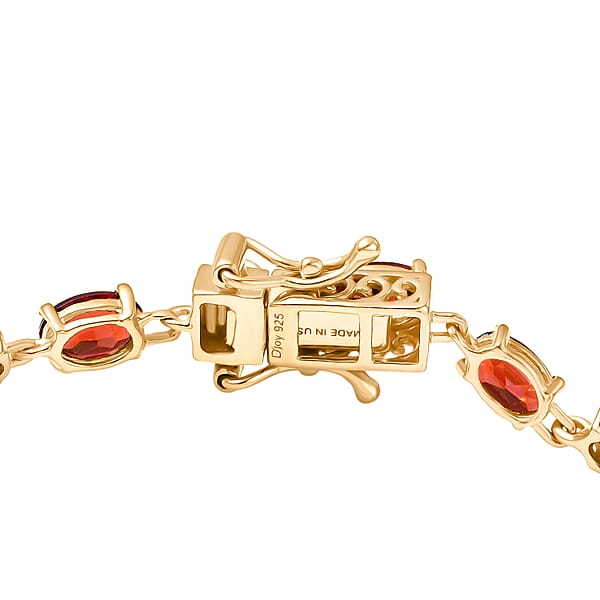 D'Joy Premium Mozambique Garnet 9.85 Ctw Flame Line Bracelet In 18K Vermeil Yellow Gold Over Sterling Silver (6.50 In)