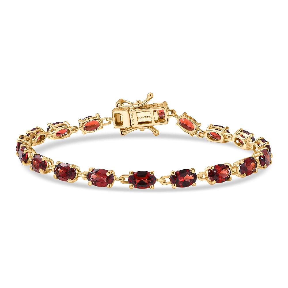 D'Joy Premium Mozambique Garnet 9.85 ctw Flame Line Bracelet in 18K Vermeil Yellow Gold Over Sterling Silver (6.50 In)