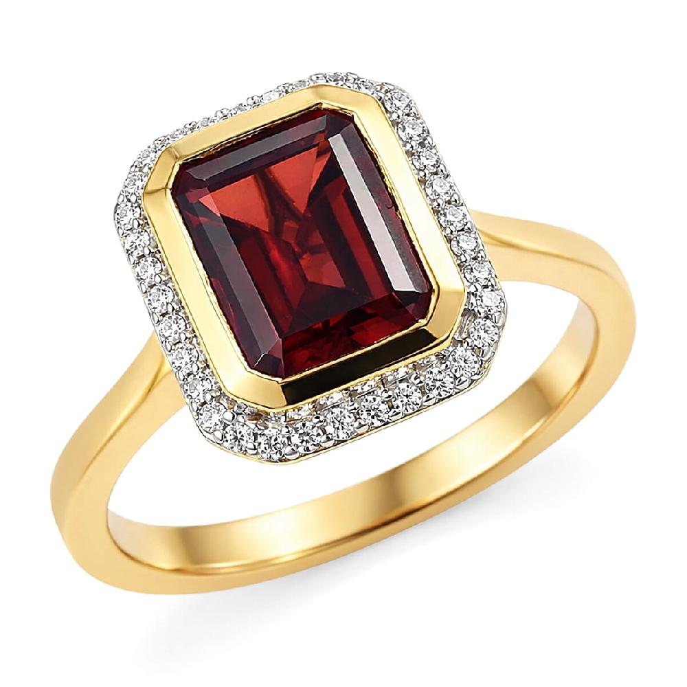 D'Joy Premium Mozambique Garnet and Moissanite 3.00 ctw Passion Regal Ring in 18K Vermeil Yellow Gold Over Sterling Silver