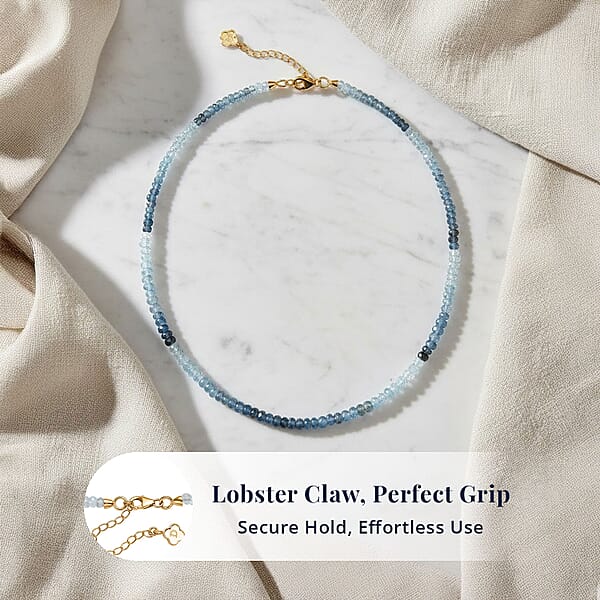 D'Joy Premium Multi Aquamarine 90.00 Ctw Beaded Necklace In 18K Vermeil Yellow Gold Over Sterling Silver 18-20 Inches