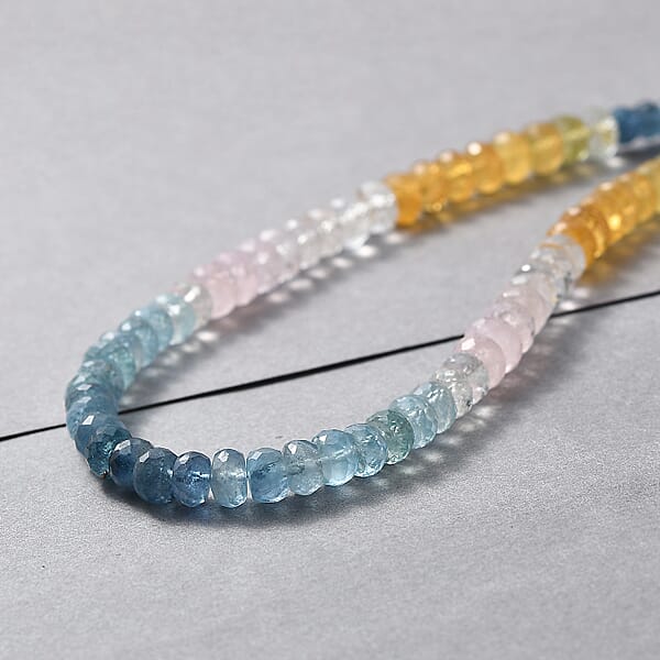 D'Joy Premium Multi Beryl 110.00 Ctw Beaded Necklace In 18K Vermeil Yellow Gold Over Sterling Silver 18-20 Inches