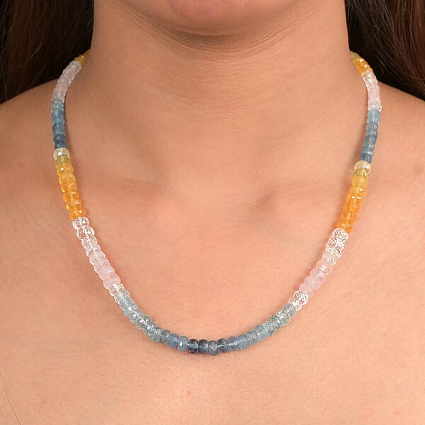 D'Joy Premium Multi Beryl 110.00 Ctw Beaded Necklace In 18K Vermeil Yellow Gold Over Sterling Silver 18-20 Inches