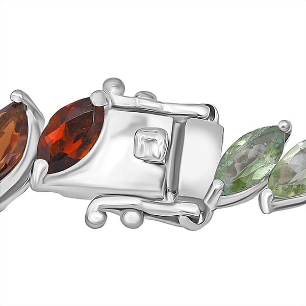 D'Joy Premium Multi-Tourmaline 10.35 Ctw Shades Of Forever Bracelet In Rhodium Over Sterling Silver (6.50 In)
