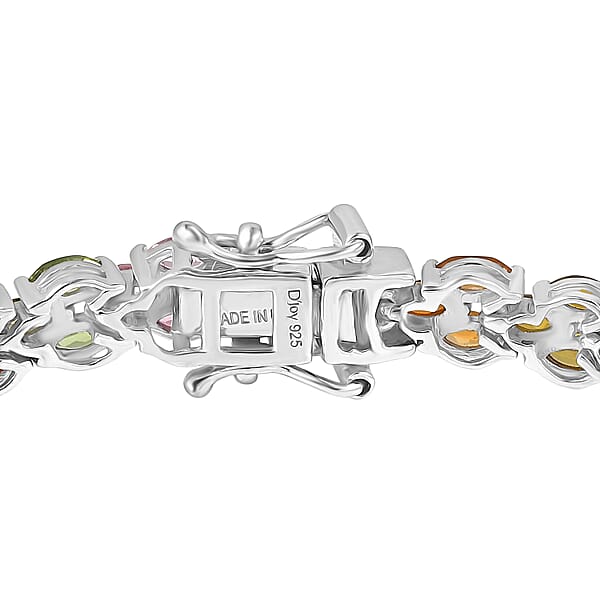 D'Joy Premium Multi-Tourmaline 7.00 Ctw Rainbow Vine Bracelet In Rhodium Over Sterling Silver (6.50 In)