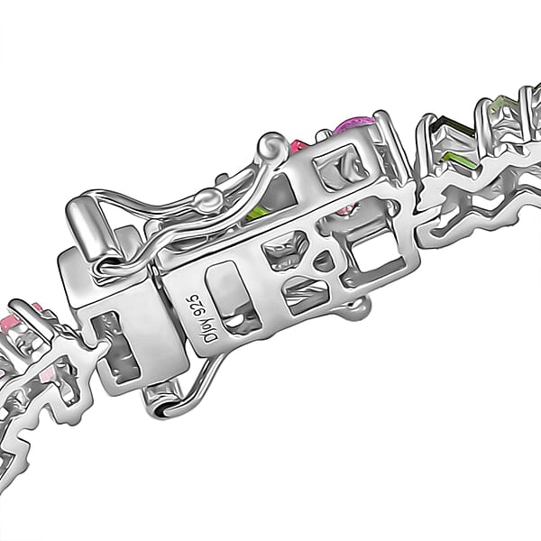 D'Joy Premium Multi-Tourmaline 8.00 Ctw Vibrancy Of Life Bracelet In Rhodium Over Sterling Silver (7.25 In)