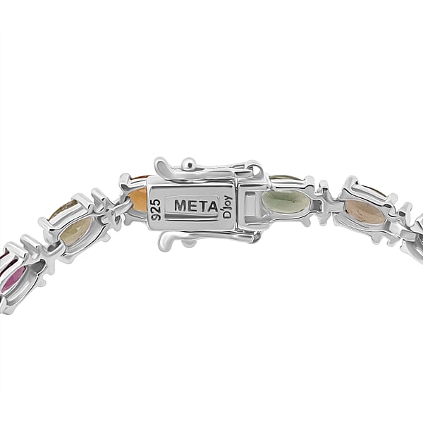 D'Joy Premium Multi-Tourmaline And Moissanite 11.00 Ctw Garden Of Lights Bracelet In Rhodium Over Sterling Silver (7.25 In)