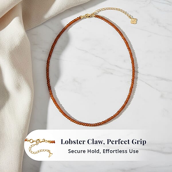 D'Joy Premium Orange Kyanite 95.00 Ctw Beaded Necklace In 18K Vermeil Yellow Gold Over Sterling Silver 18-20 Inches