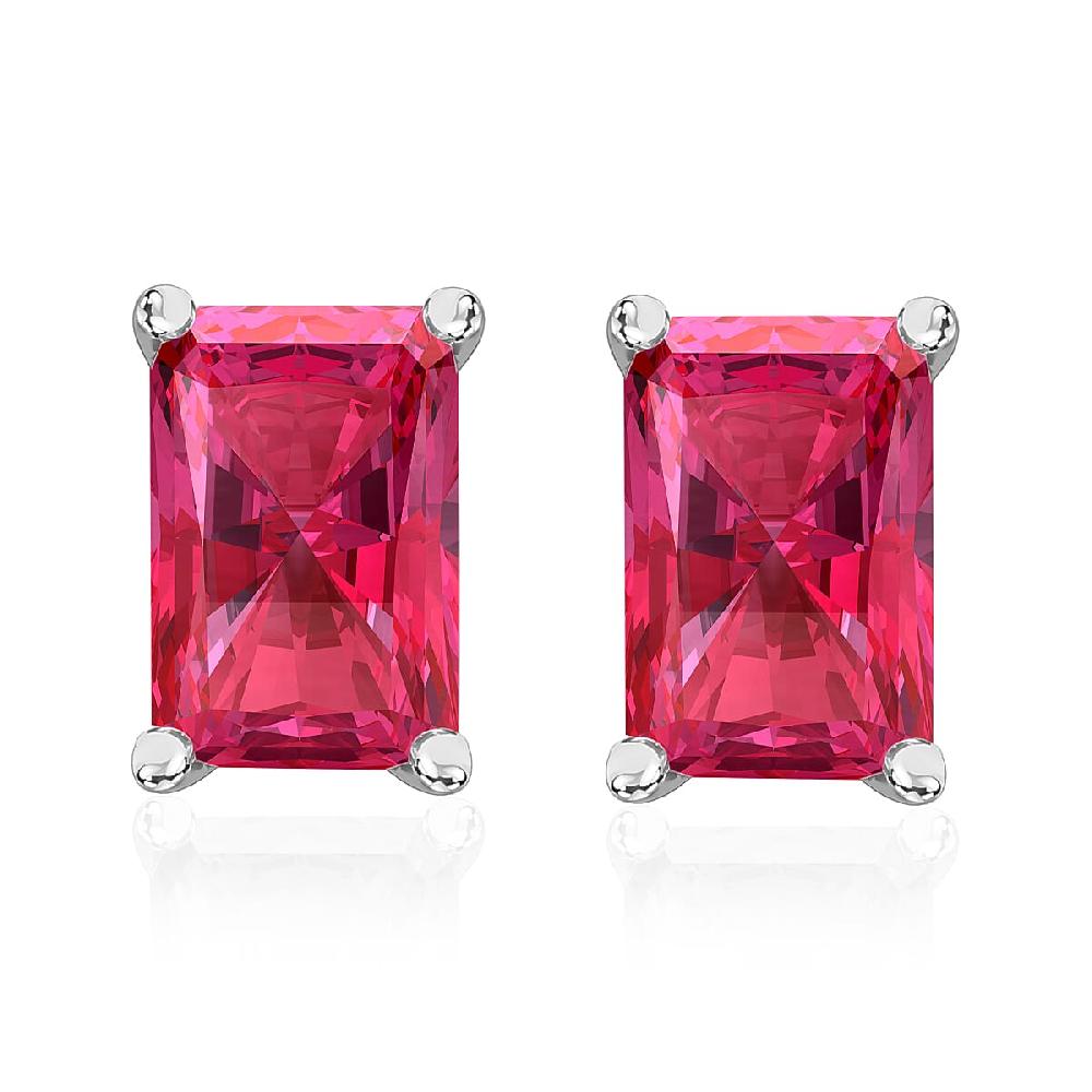 D'Joy Premium Ouro Fino Rubellite 1.20 ctw Solitaire Stud Earrings in Platinum Over Sterling Silver