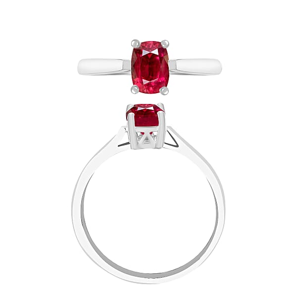 D'Joy Premium Ouro Fino Rubellite 1.35 Ctw Solitaire Ring In Platinum Over Sterling Silver