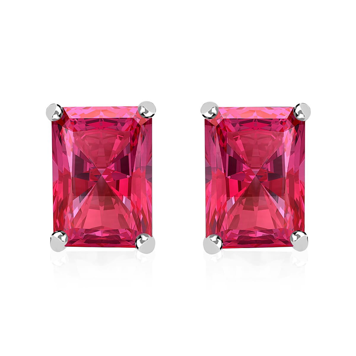 D'Joy Premium Ouro Fino Rubellite 2.50 ctw Solitaire Stud Earrings in Platinum Over Sterling Silver