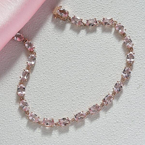 D'Joy Premium Pink Morganite 9.90 Ctw Regal Glow Bracelet In 18K Vermeil Rose Gold Over Sterling Silv (7.25 In)