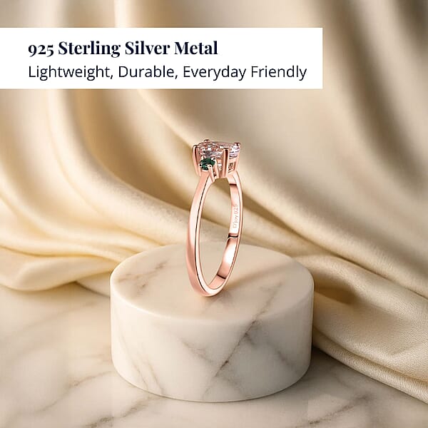 D'Joy Premium Pink Morganite And Diamond 0.50 Ctw Crown Blossom Ring In 18K Vermeil Rose Gold Over Sterling Silver